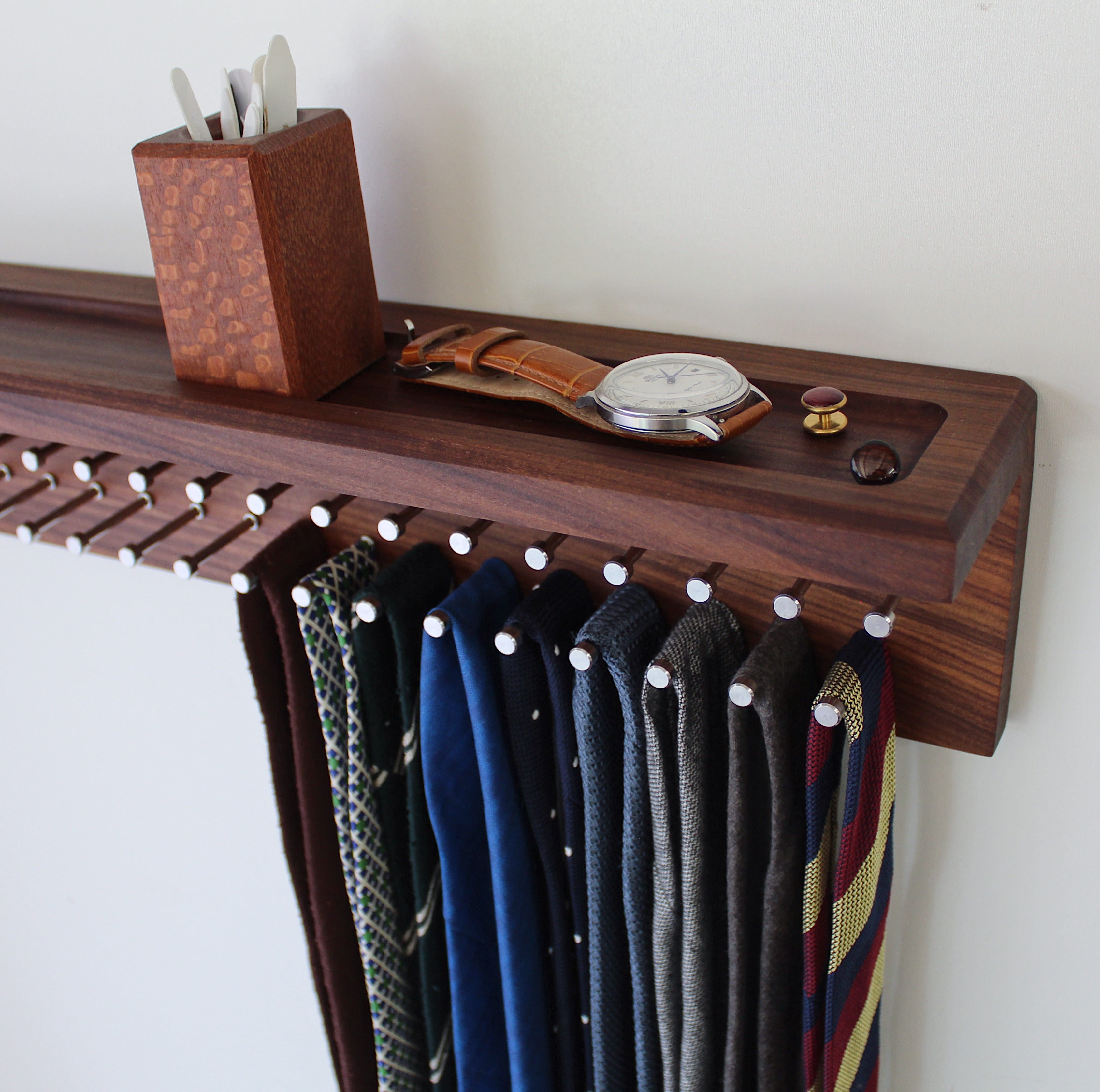 Adjustable Tie Rack Custom Tie Rack - Choose your size, wood, and hardware finish – Dapper ...