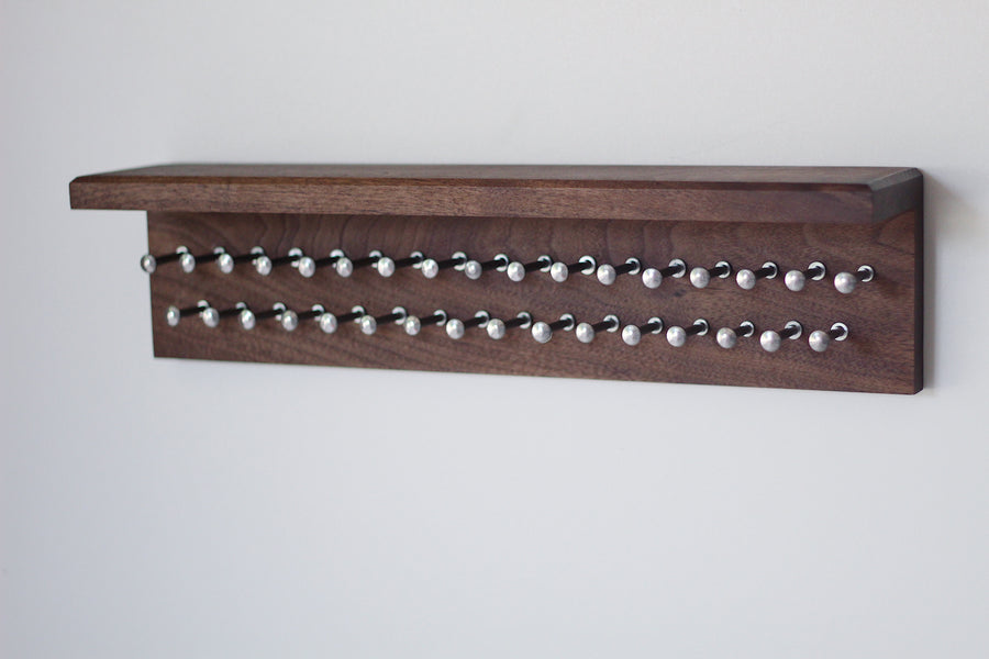 Medium Walnut Tie Rack with Shelf - Dapper Woodworks